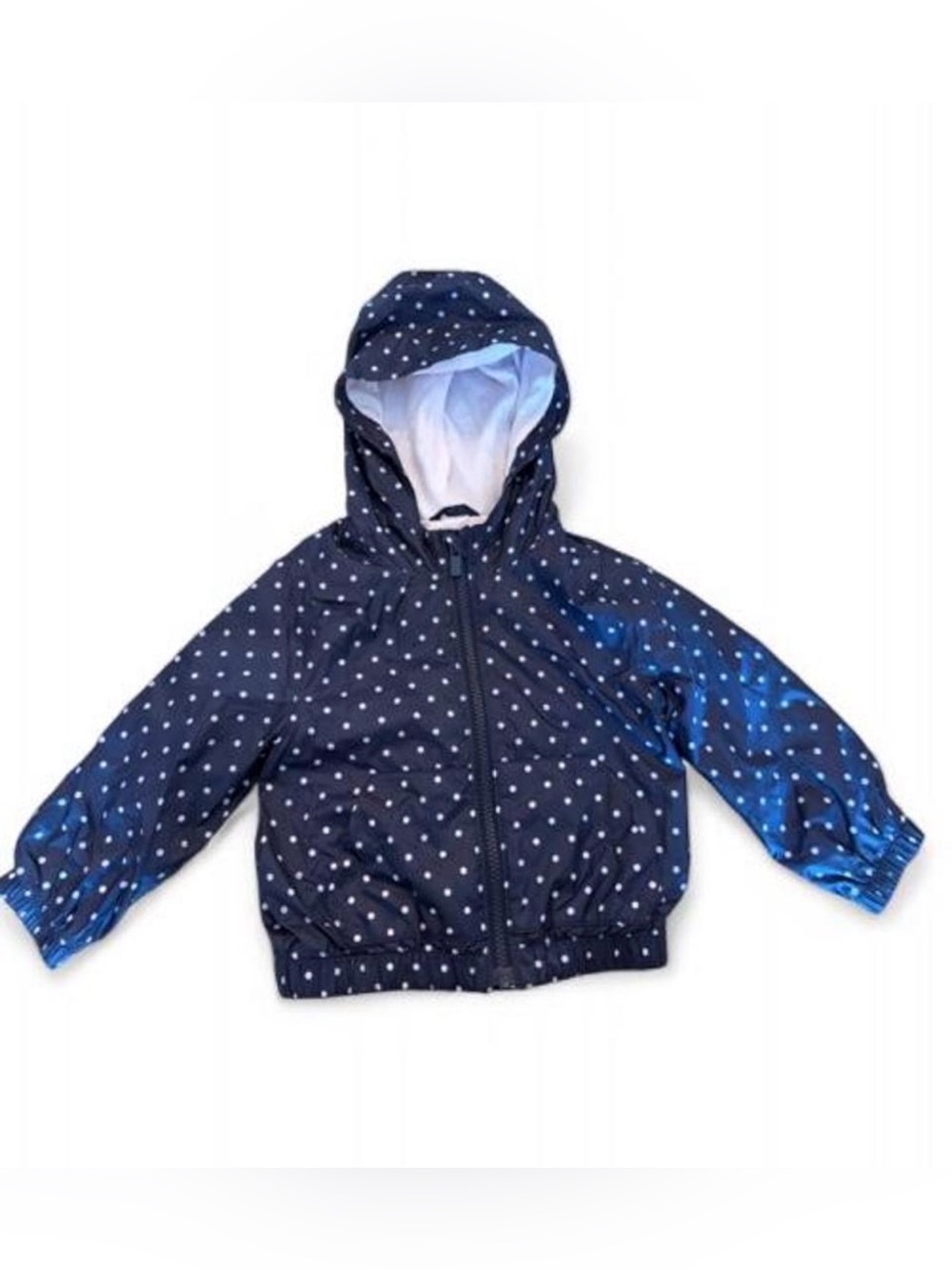 18m-2T navy blue polka dot jacket zip up hooded coat for kids little girls
